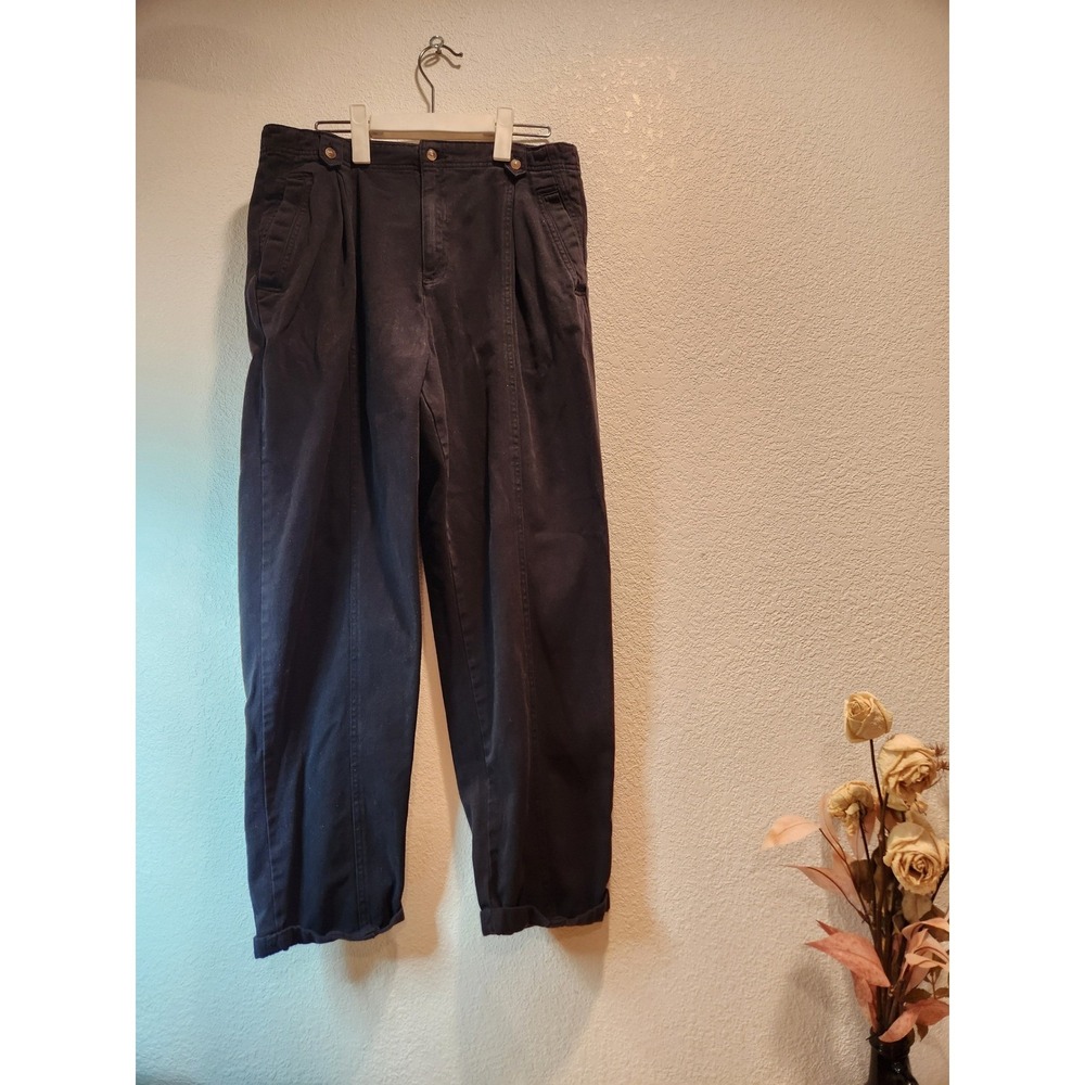 Topshop Navy Pleated barrel jean Cotton Pants Women's Size‎ 8 US 12 UK Tapered